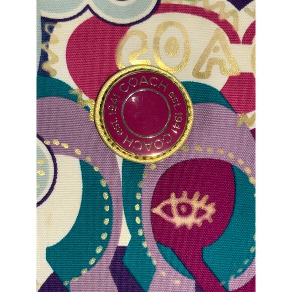 Coach Poppy Signature Canvas Leather Multicolor Shoulder / Crossbody Bag - Picture 6 of 15